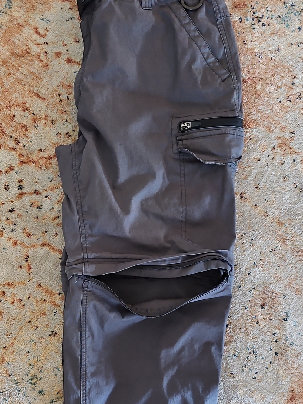 BC Clothing Co. Gray Convertible Zip-Off Hiking Pants w/ Belt Cotton XL x 32 - Picture 4 of 5